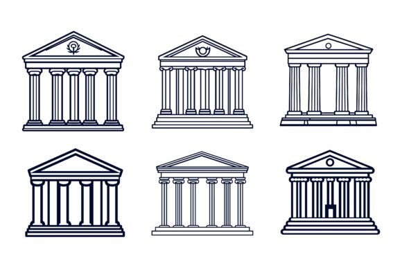 Bank Icon Set: Elevate Your Digital and Print Projects with Precision