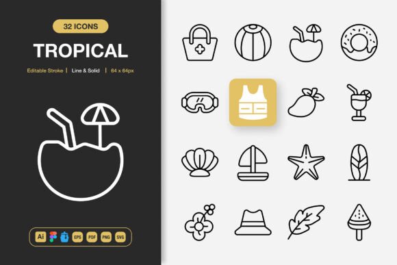 Bring Your Projects to Life with Tropical Icons and Minimalist Icon Design