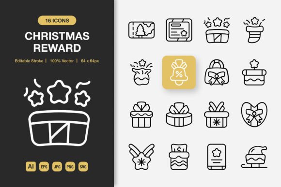 Christmas Reward Outline Icons: A Minimalist Design Set for Every Project