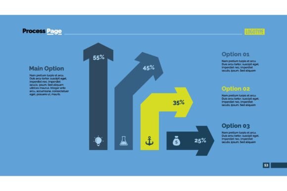 Four Bent Arrows Percentage Chart for Business Data