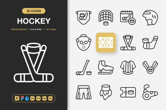 Hockey Icons: A Comprehensive Set of High-Quality Minimalist Design Elements