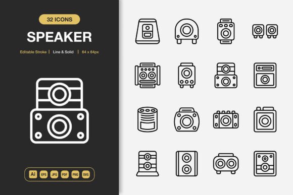 Speakers Outline Icons for Modern Design Projects
