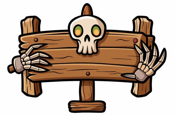 The Unique Appeal of Skeleton with Rustic Wooden Sign in AI EPS Illustration Collections